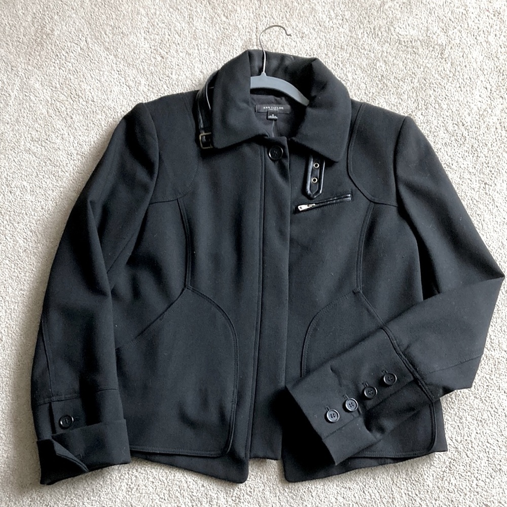 Black Ann Taylor zip front jacket